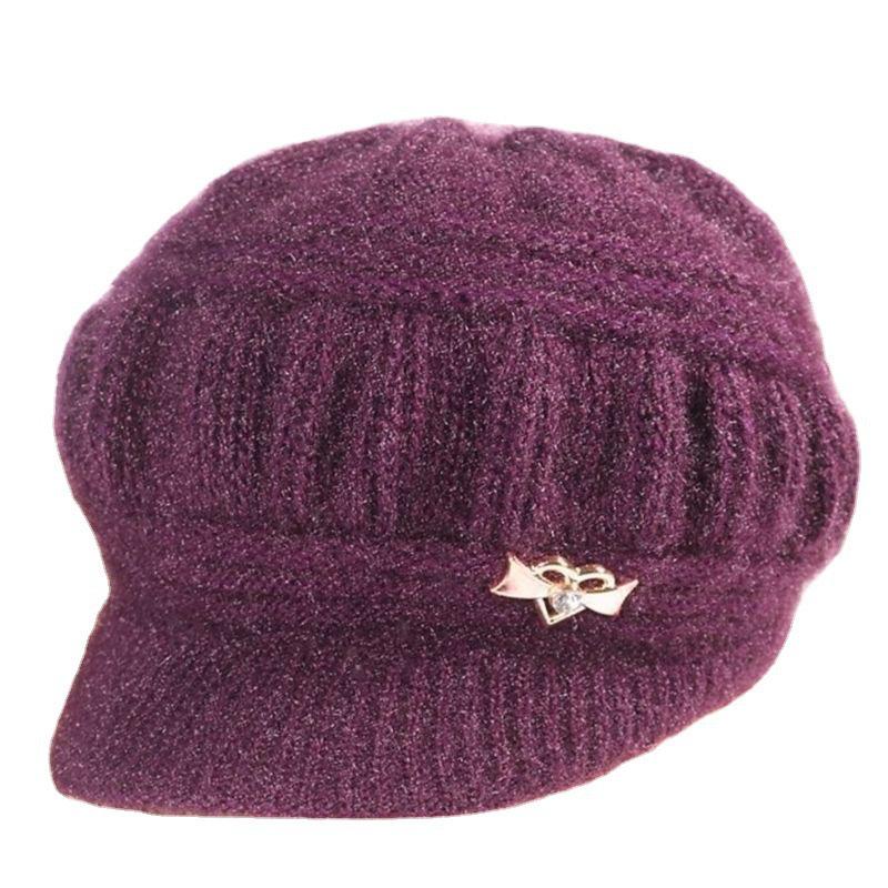 Women's Fashionable Knitted Pumpkin Beret for Autumn/Winter - Thick, Velvet-Lined, Short Brim Style