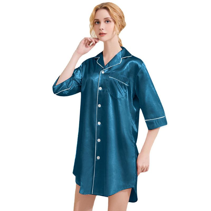 Плюс Размер Женский Летний Ультра Тонкий Сексуальный Домашний Платье Рубашка Пижама