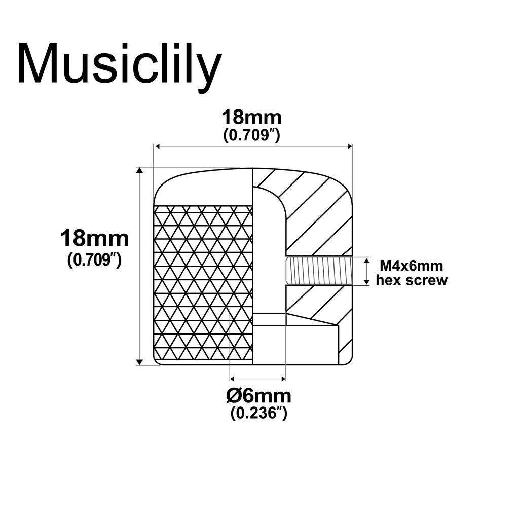 Musiclily Pro 6 мм Купольная ручка Горизонтальный тип винта Сталь для электрогитары Telecaster/PB Bass Золото, (Набор 2)
