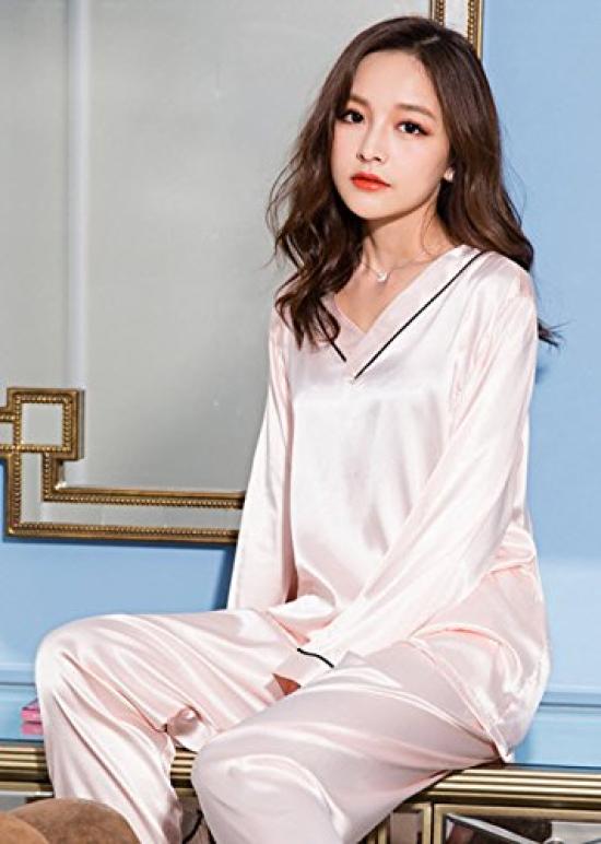 Пижамы Шелковые пижамы Шелковые пижамы Шелковые пижамы Пижамы женские Шелковые пижамы женские [Подарки Brilliance] женские женские (L, Розовый) PJ_2558