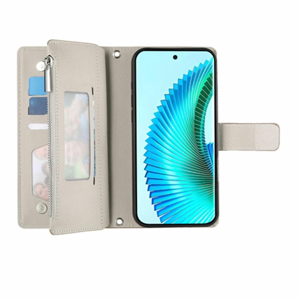 For Oppo Reno15 F 5G Case Zipper Wallet Color Splicing Leather Flip Phone Cover with Straps