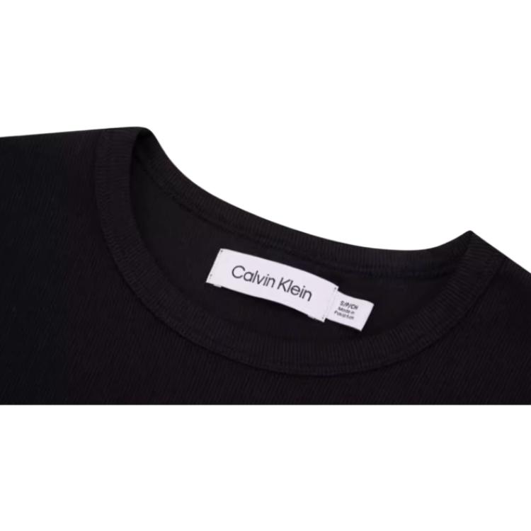 Calvin Klein Однотонная модная повседневная простая удобная футболка с коротким рукавом женские топы космически-черный 40WJ217-BAE