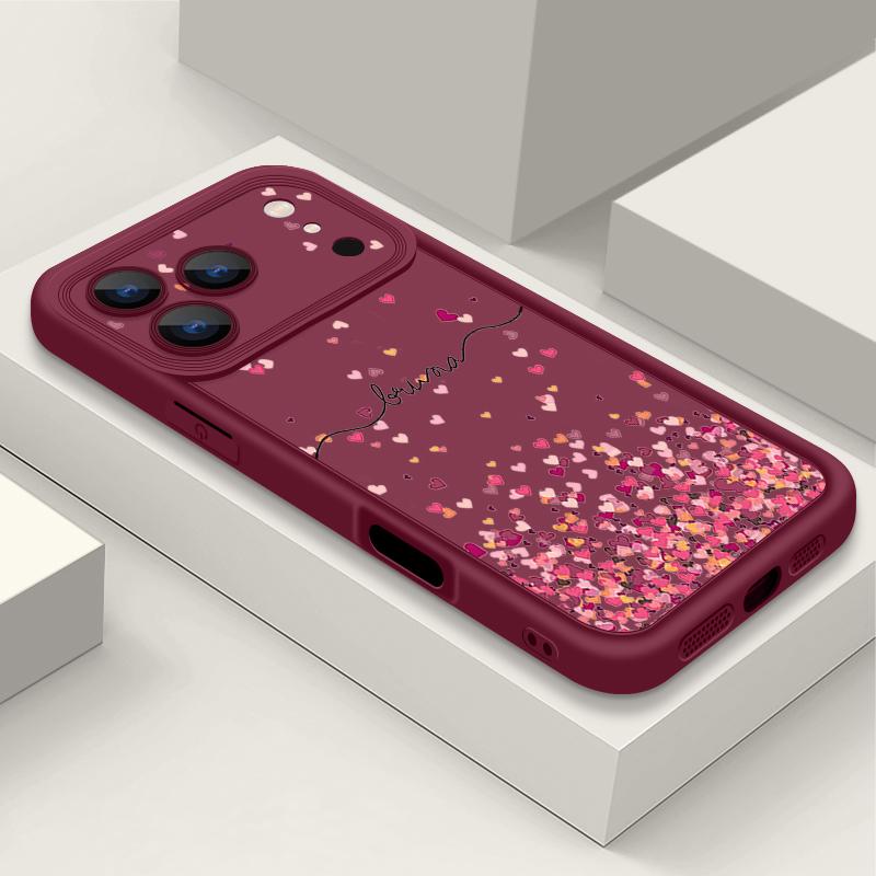 Мягкий чехол из ТПУ для iPhone 17 Pro 15 16 Pro Max 14 13 Pro Max 16e 17e С принтом в виде сердечек Конфетный цвет Силиконовая задняя крышка