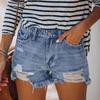Women's Fashion High Waist Denim Shorts Blue Jeans Ripped Casual Pants