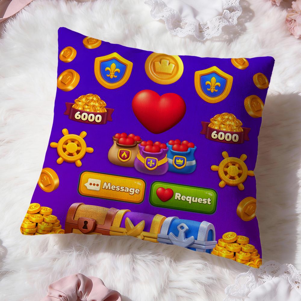 Игровой чехол на подушку Royal Match Премиум-комфорт Двусторонний чехол для подушки - Дизайн «Два в одном» для любой комнаты и салона автомобиля