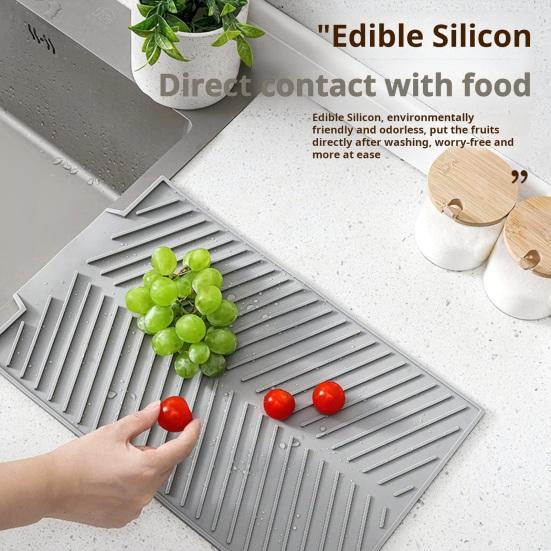 Силиконовый коврик для слива воды для кухонной стойки, нескользящий, термостойкий, сушильный коврик
