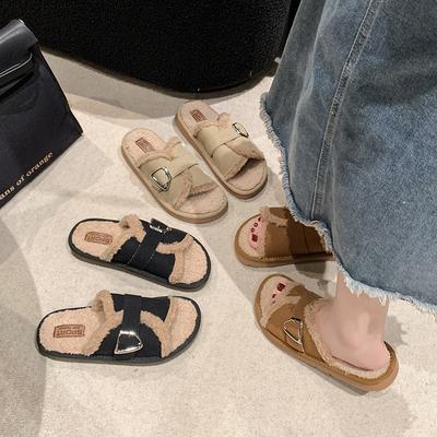 Повседневные шлепанцы с открытым носком на толстой подошве, женская домашняя обувь 2025 лето, уличная обувь, корейская версия, пряжка-ремень, шлепанцы с круглым носком женские