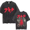2026 Summer Fashion Trendy Tee Washed Retro Japanese Anime Akira Print Cotton Men Woment Tshirt Y2k Hip Hop Streetwear Tshirt