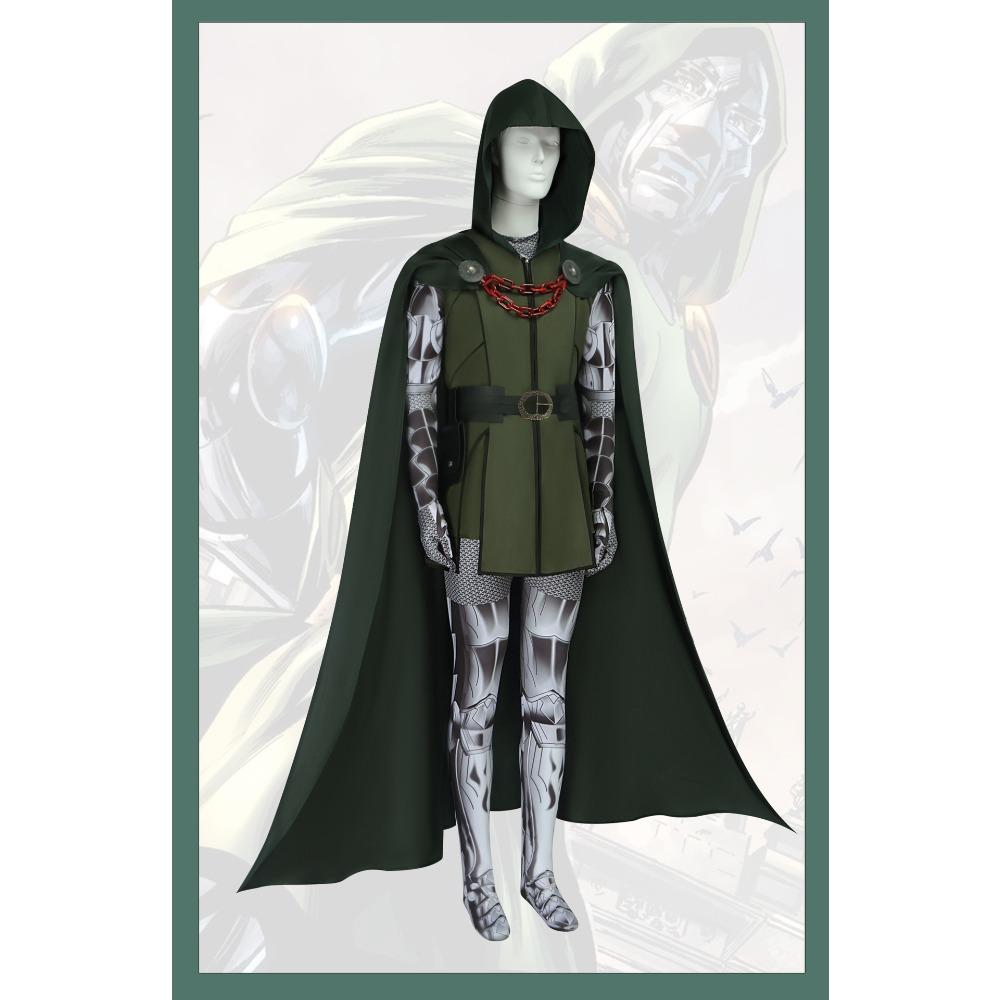 Doctor Doom Cosplay Costume, Jumpsuit with Cape Halloween Roleplay Outfit