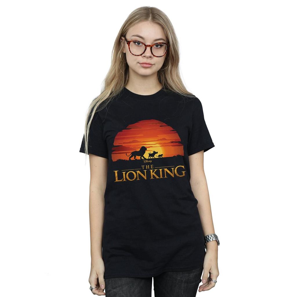 Disney Womens/Ladies The Lion King Movie Sunset Logo Cotton Boyfriend T-Shirt