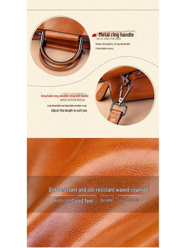 2024 Spring Women's Genuine Cowhide Handbags - Multifunctional, Large, Simple & Fashionable