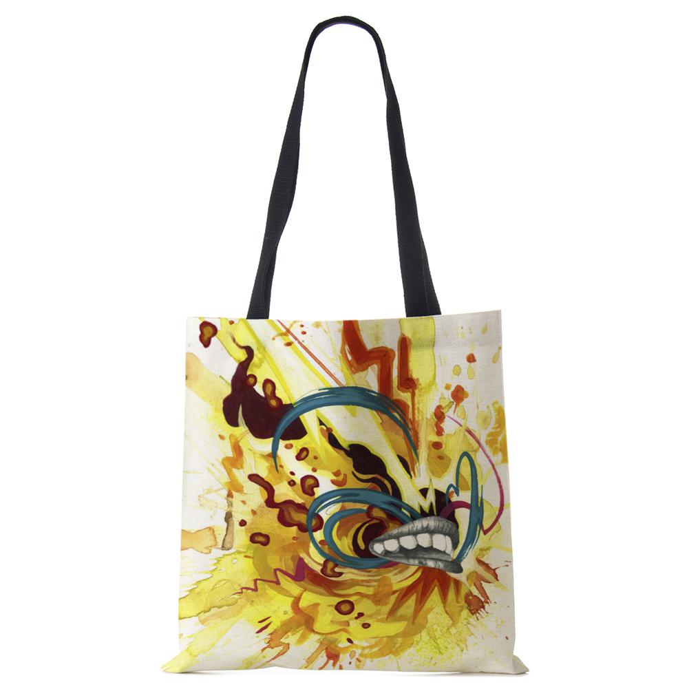 Раскрашенная холщовая сумка-тоут на плечо женская с милым принтом Харадзюку повседневная для покупок ручная сумка многоразовая большой вместимости пляжная сумка CLE