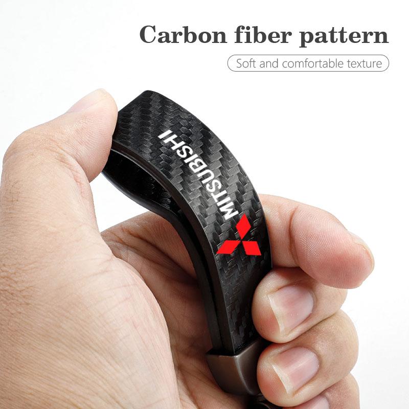 Carbon Fiber Leather Keyrings Car Keychain Accessories For Mitsubishi Ralliart Outlander Jinxuan Lancer Ex Galant Attrage Pajero