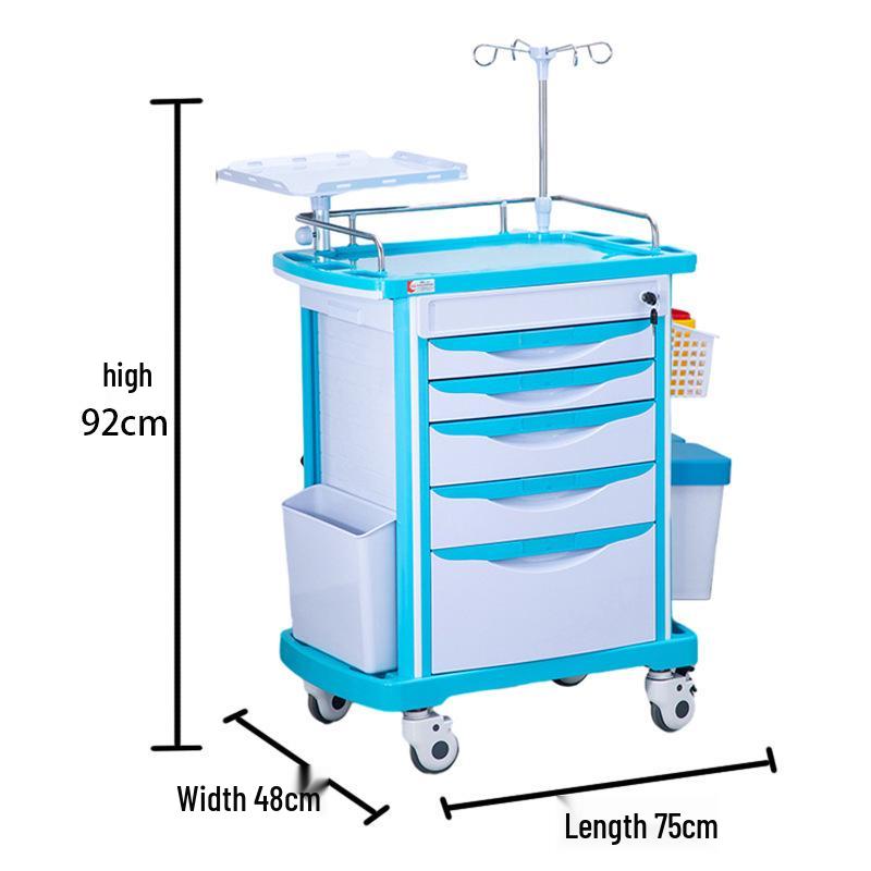 ABS Emergency Medical Cart with Flip-Top and Multiple Drawers