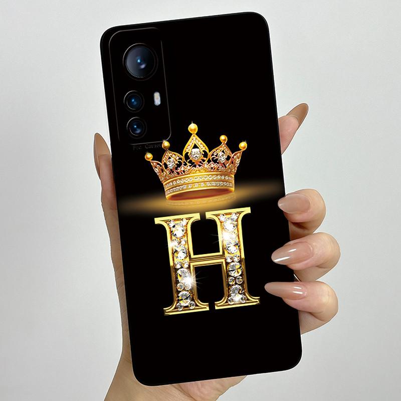 Чехол для Xiaomi 12 Lite Чехол для Xiaomi 12T Pro 5G Чехол с буквой-короной для пары Мягкий жидкий силикон Защитная задняя крышка для объектива
