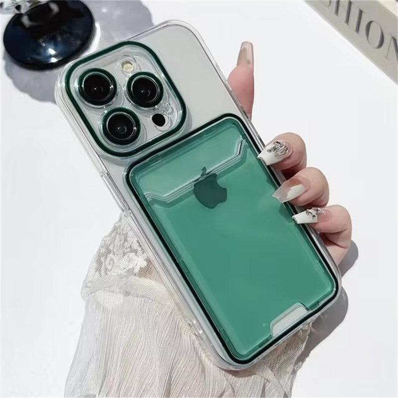 Роскошный кошелек-картхолдер, прозрачный чехол для iPhone17 16 15 14 Plus 13 12 11 Pro Max, отделение для фото, мягкий силиконовый противоударный чехол