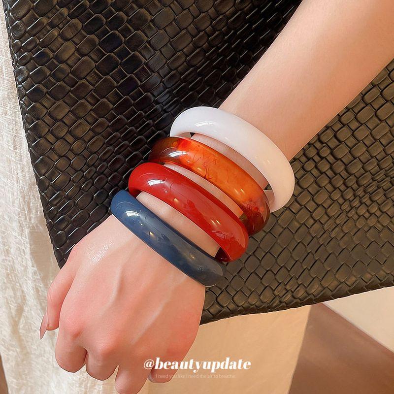 and American Cross-Border Resin Geometric Round Bracelet, Fashionable, Simple, Versatile Bracelet, Forest Style Niche Design Jewelry for Women
