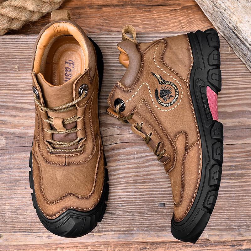 Мужская обувь из натуральной кожи, высококачественная походная обувь ручной работы, нескользящие кроссовки, зимние теплые мужские ботинки, модные винтажные ботинки