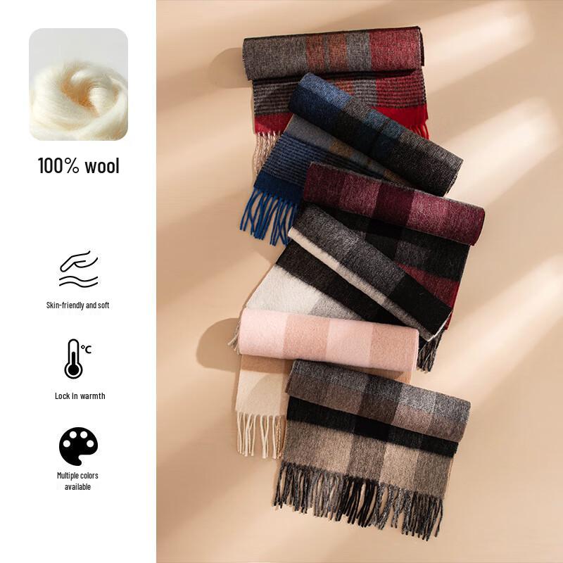 Women's Pure Wool Plaid Scarf/Shawl