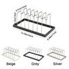 Сушилка для посуды с 6 отделениями, регулируемая подставка для разделочной доски, практичная подставка для хранения крышек кастрюль, шкаф