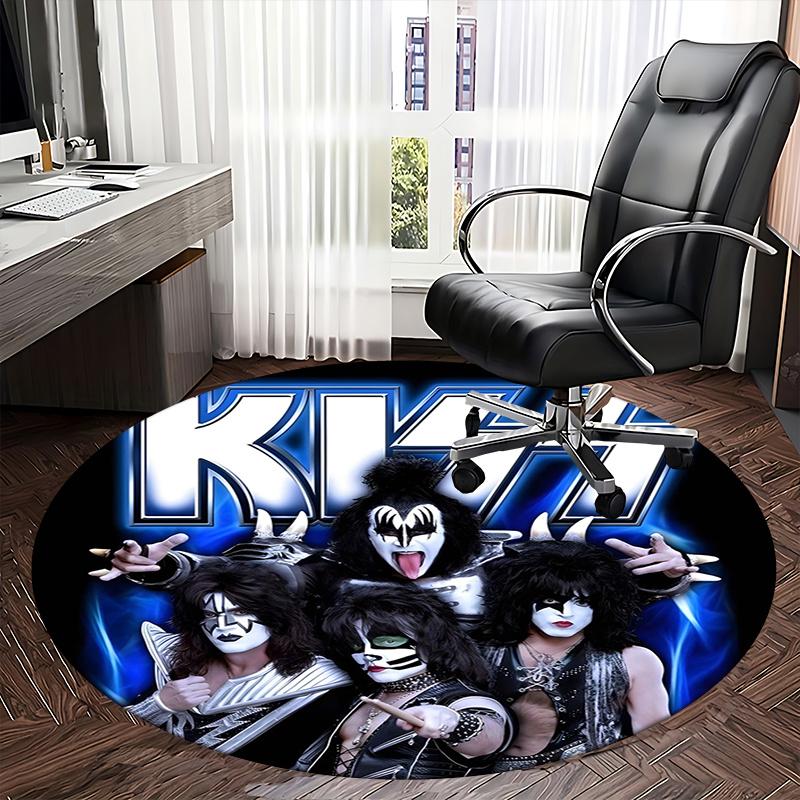 Группа KISS, Музыкальные товары, Коврик под стул, Круглый ковер, Ковер для офиса, Машинная стирка, Нескользящий, Подходит для гостиных, спален