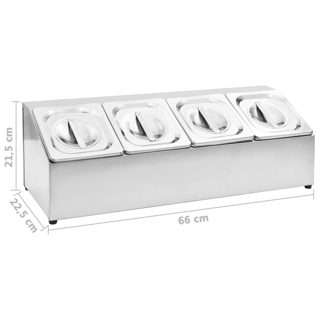 Gastronorm Stand with 4 GN 1 6 Containers Stainless Steel