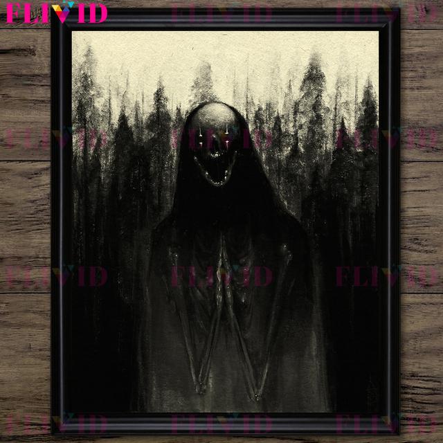 Ужасная демоническая тень, ретро настенная живопись на холсте, призраки в джунглях, черно-белые художественные постеры и печатные украшения для дома