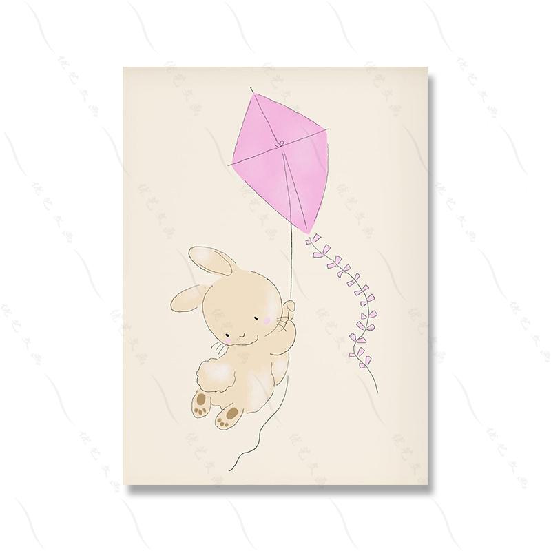 Pink Rabbit Sheep Lion Dog Poster Kids Room Decorative Canvas Posters Nursery Nordic Fashion Wall Art Poster Baby Bedroom Decor