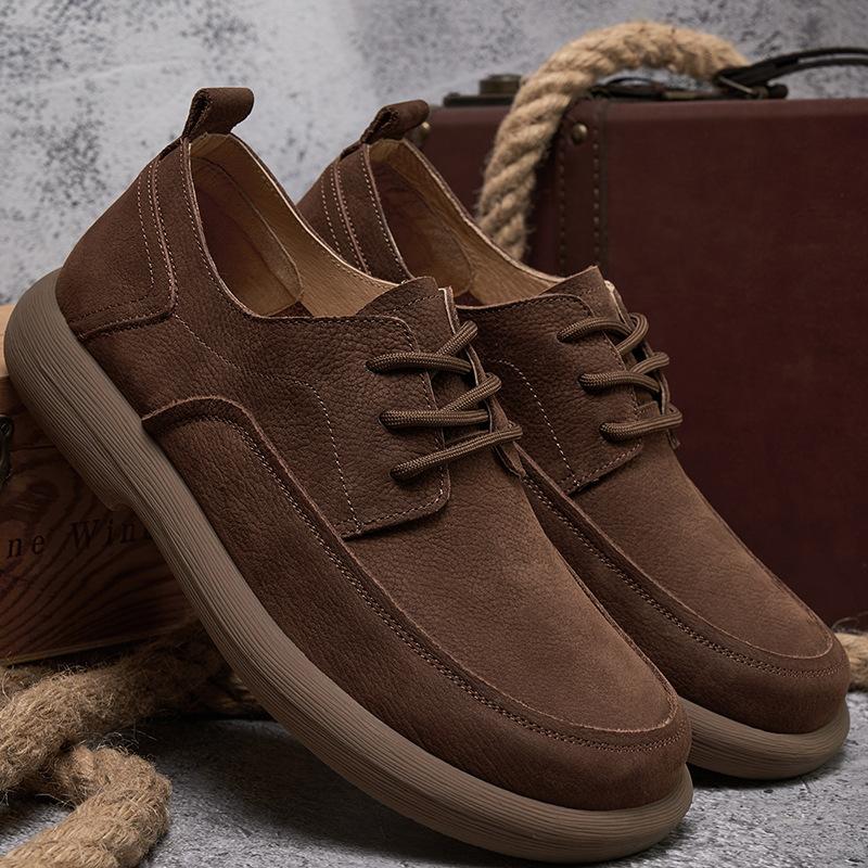 Весенне-летние новые мужские повседневные кожаные туфли, верхний слой коровьей кожи, ретро, универсальные, мягкая подошва, одинарные туфли, низкий вырез, шнуровка, мужская обувь