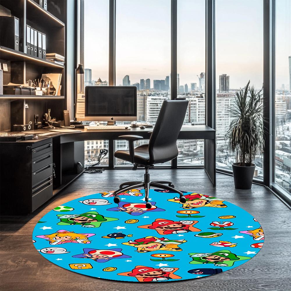 Mario Printed Round Rug Carpet Chair Rug Area Rug Entryway Doormats,for Office Chair Living Room Bedroom Kitchen Room.