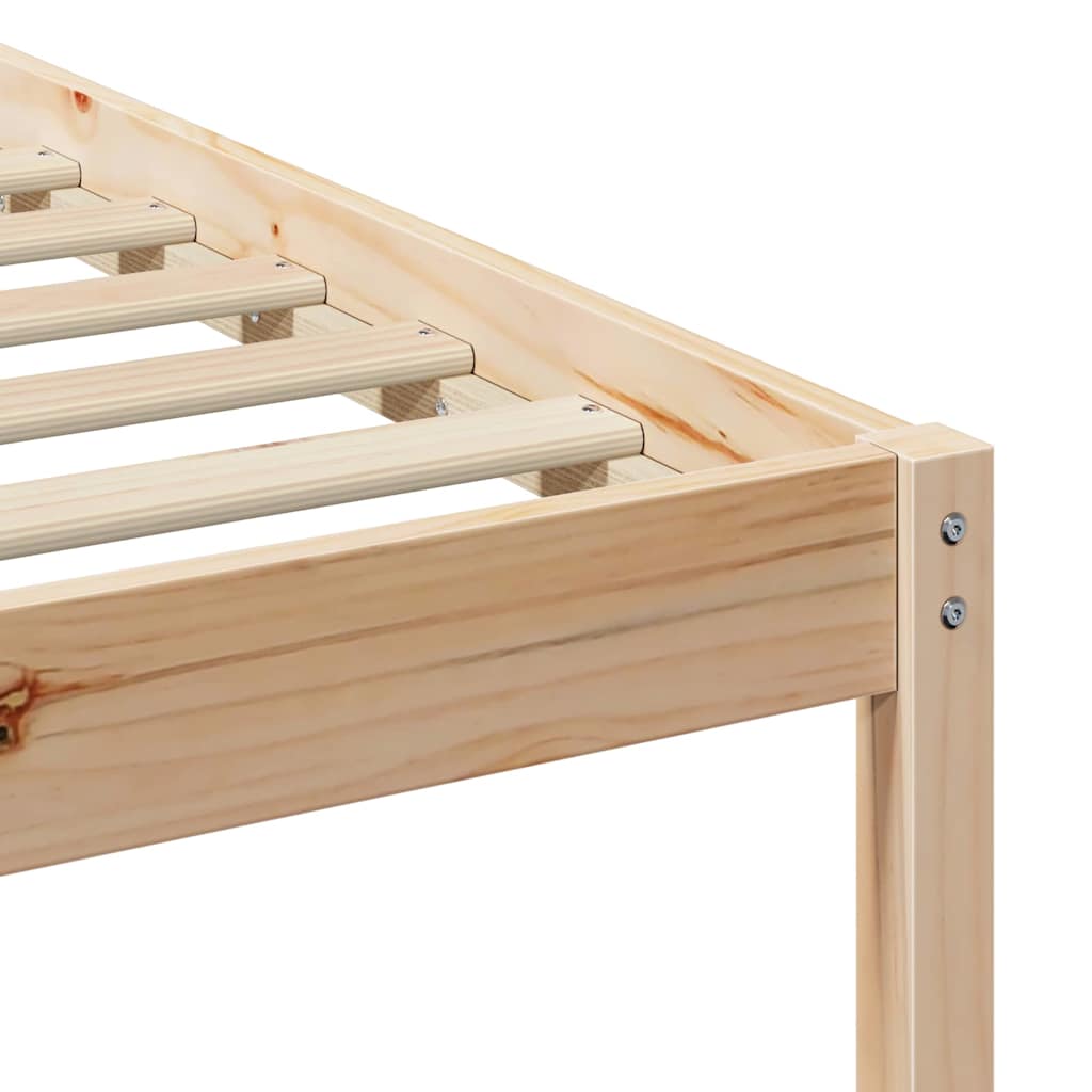 Brown Bed Frame with Headboard 160 x 200 cm Solid Pine Wood