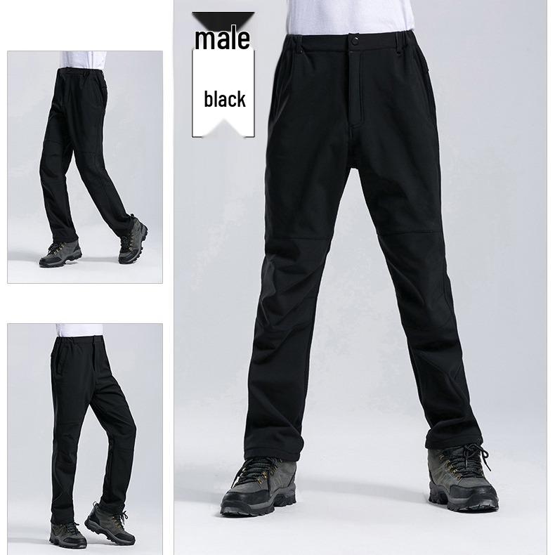 Ветрозащитные и водонепроницаемые брюки софтшелл для мужчин и женщин - на флисовой подкладке для пеших походов, катания на лыжах и альпинизма