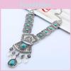 Ethnic Style Simulation Gemstone Decoration Women Metal Necklace Tassel With
