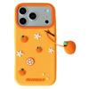 Для iPhone 17 Pro Силиконовый чехол Милый кулон в виде апельсина Ударопрочная задняя крышка телефона