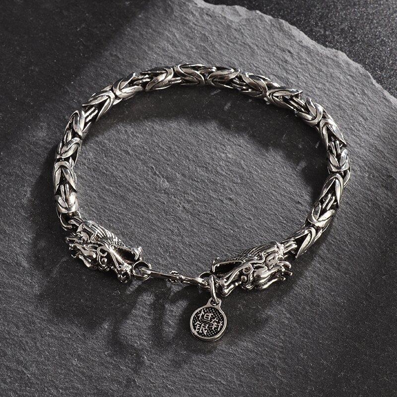 Этнический Панк Серебристый Металлический Браслет Дракон Мужской Браслет Мотоцикл Рок-Райдер Украшение Подарок