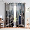 Real Effect 3D Printed Curtains, Curtains with Seaside Scenery, Blue Sky Pattern, Outside the Window Window Decoration