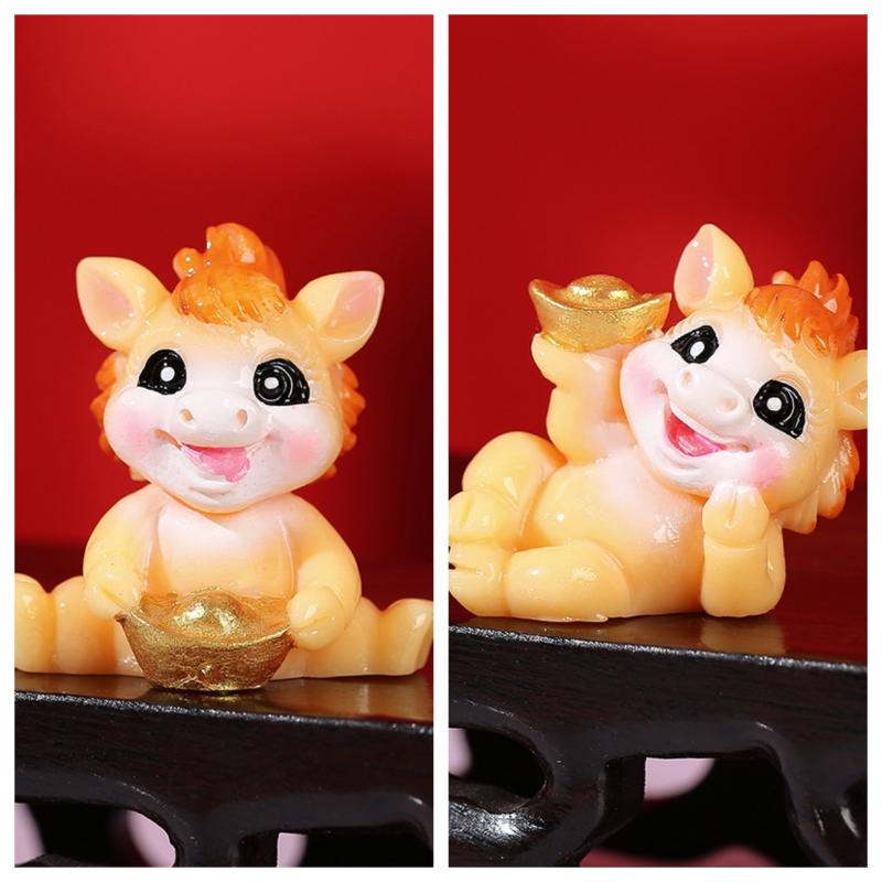 1/2 шт. Реалистичная фигурка-талисман в виде лошади по знаку зодиака из смолы, 2026 год Лошади, декоративные китайские миниатюрные фигурки лошадей