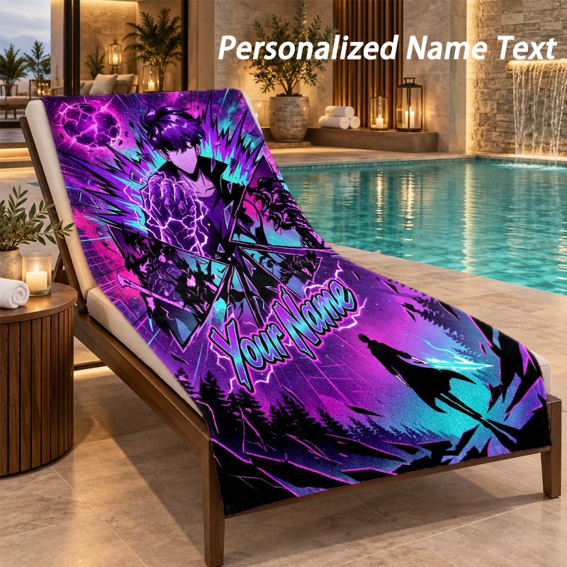 Solo Leveling Custom Name Beach Towel Large Soft Towel for Indoor Bathroom Outdoor Beach