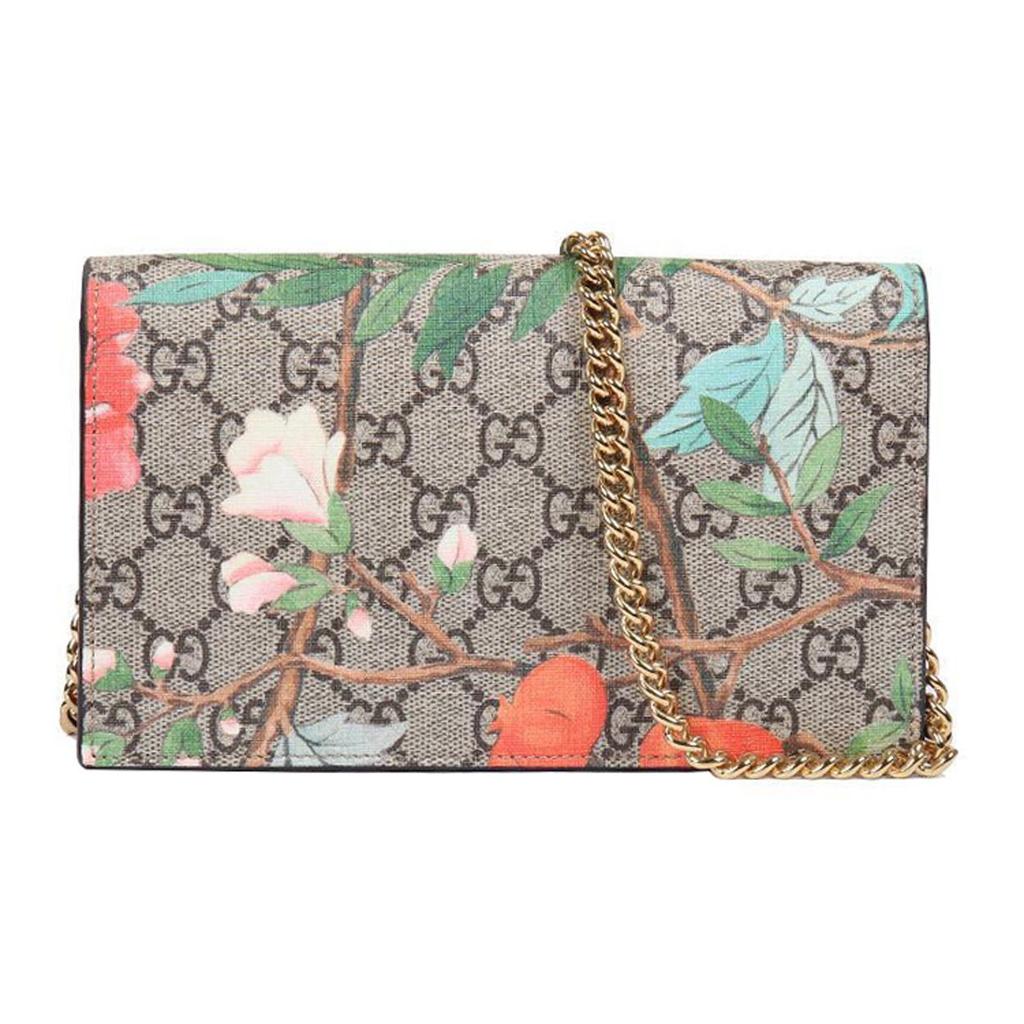 Gucci Винтажный логотип Цветочный узор с птицами Холст и кожаная сумка через плечо Женская сумка через плечо Эбеновое дерево 424891-K0I2G-8691