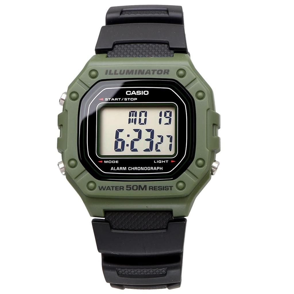 Casio СТАНДАРТНЫЕ ЦИФРОВЫЕ W-218H-3A Наручные часы для мужчин и женщин, Доступные, Хаки, Черные [Параллельный импорт]