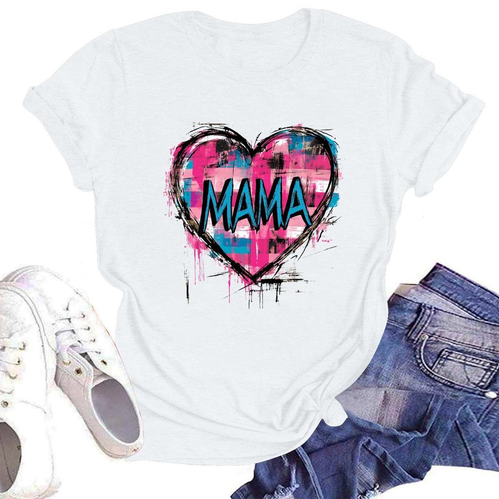 Женская повседневная футболка с круглым вырезом и короткими рукавами с принтом