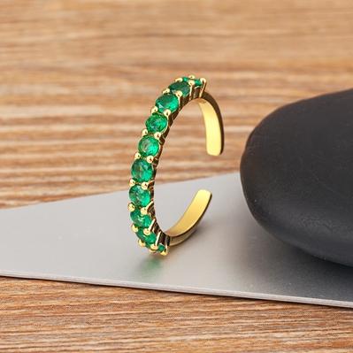Nidin Top Quality Luxury Gold Plated Shiny Zircon Adjustable Rings for Woman Vintage Open Finger Jewelry Fashion Elegant Gifts