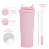 830ml Stainless Steel Vacuum Insulated Tumbler With Retractable Straw Lid Portable Handle Bubble Tea Travel Gym Car