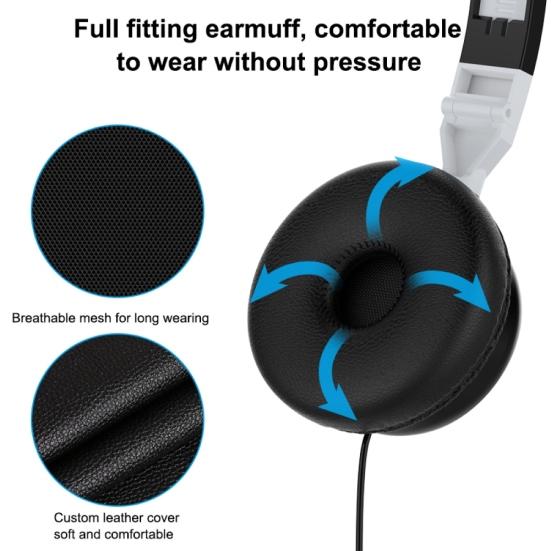 Wired Foldable 3.5mm HiFi Audio Bass Headset Gaming Headphone for Phone/Tablet