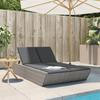 VidaXL Double Sun Lounger with Cushions Grey Woven Resin, Sunbed, Reclining Lounge Chair, Daybed 368181