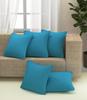 Cotton Canvas Decorative Cushion Covers, (16 X 16 Inch), Set of 5, Sky Blue, 250 TC