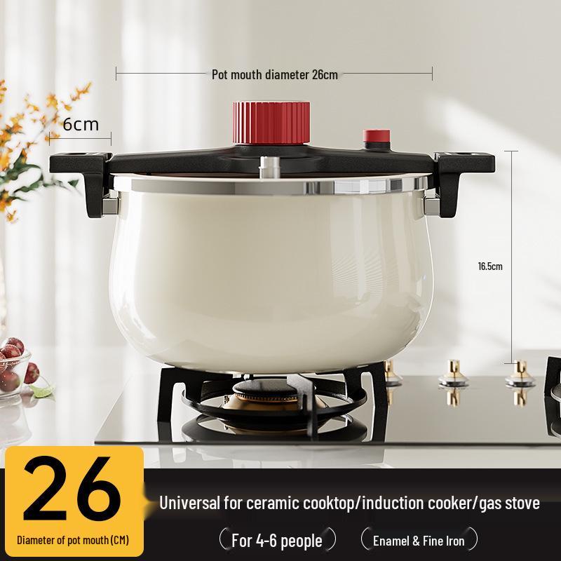 Устойчивая к давлению кастрюля с антипригарным покрытием для газовых и индукционных плит, безопасная и взрывозащищенная, идеально подходит для супов и рагу.