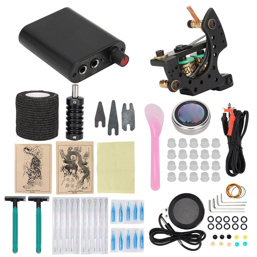 Coil Tattoo Machine Set Clip Cord Power Supply Repair Cream Tattoo Practice Tool Kit for Beginner