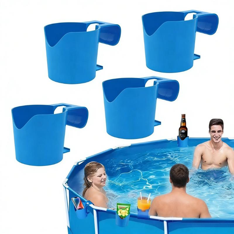 1pcs Poolside Cup Holder Outdoor Storage Rack for Swimming Pool, Hanging Holder for Drinks and Beer Cups