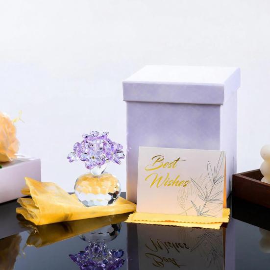 Фигурка Цветка из Искусственного Хрусталя Незабудка Подарок для Женщин Соболезнование Прозрачные Стеклянные Цветочные Украшения для Дня Святого Валентина Дня Рождения Украшение Стола